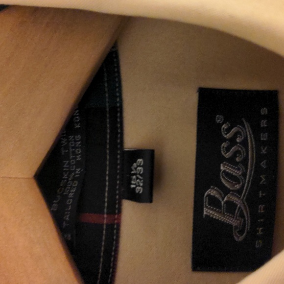 Like new bass twill button down shirt men's size 16.5 32/33 interi plaid collar - Picture 2 of 6